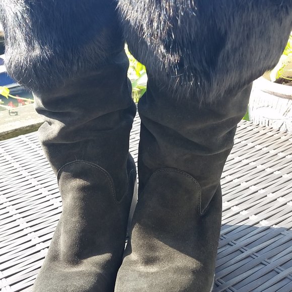 Via Spiga black suede and real fur boots size10